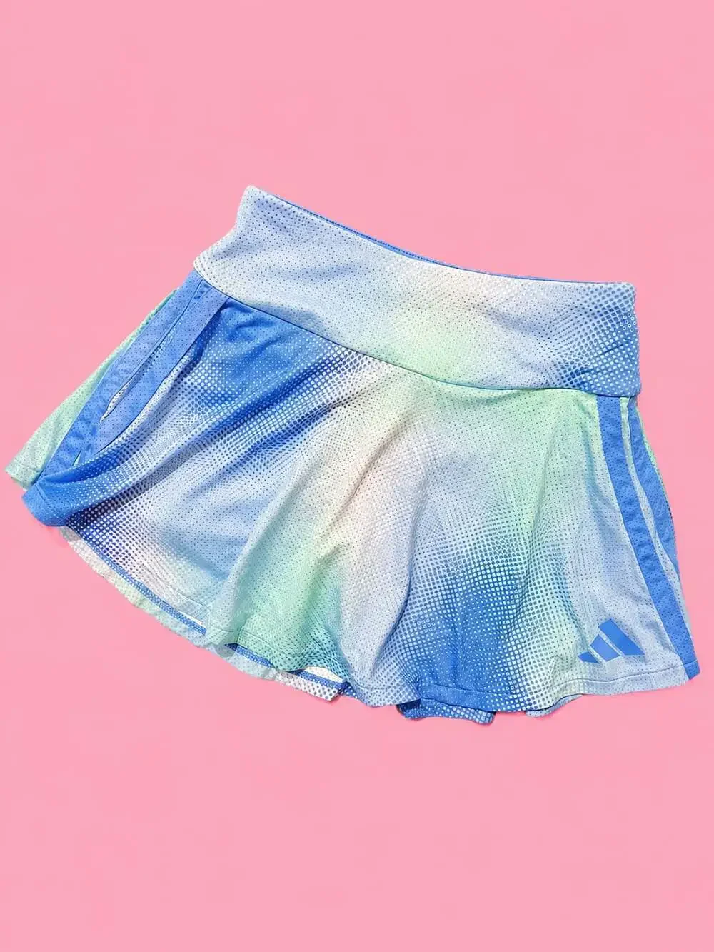 Adidas Girls Printed 3-Stripe Flounce Skort Slim Fit Size S